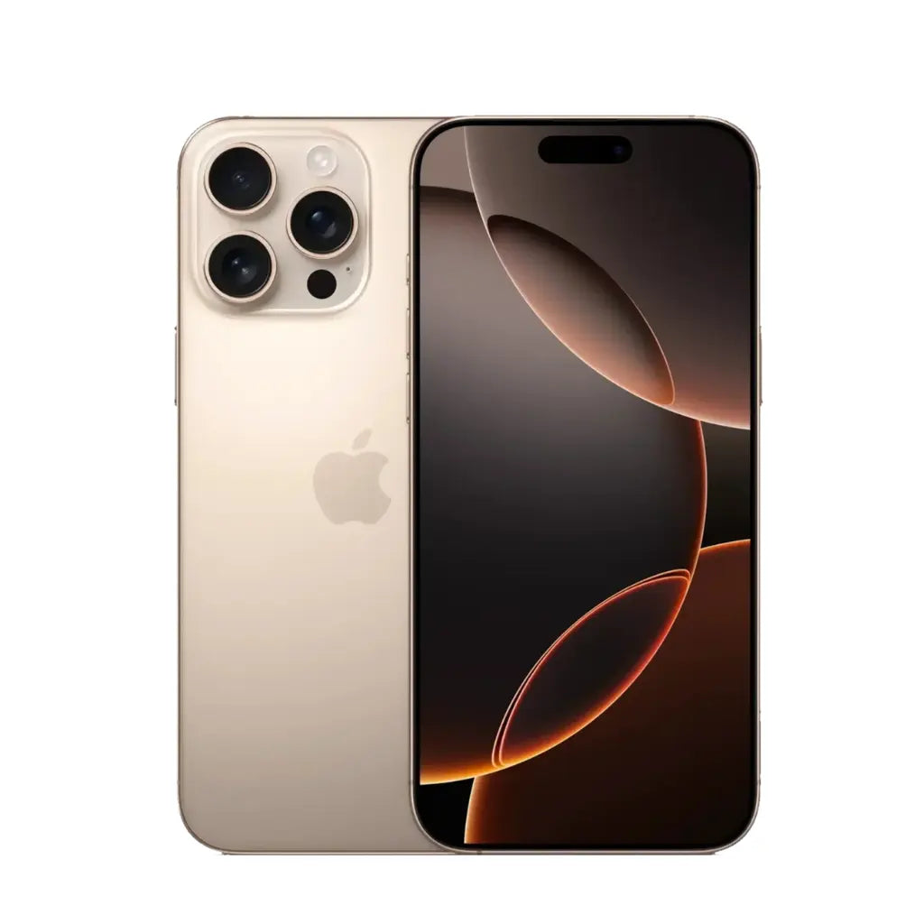 iPhone 16 Pro Max in gold, showcasing its sleek design and advanced camera features.