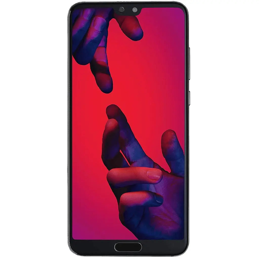 Huawei P20 Pro smartphone with vibrant screen display, showcasing a colorful artistic design.