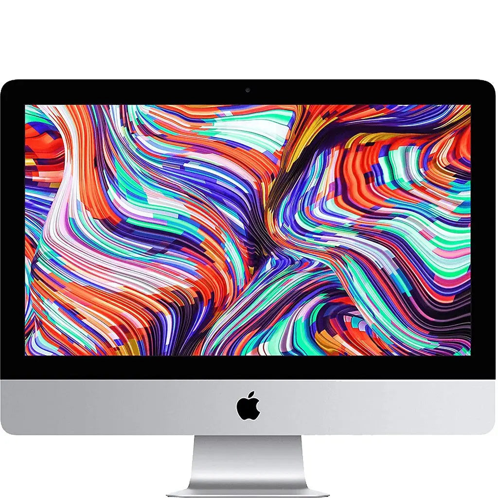 Colorful abstract design on iMac screen, representing fast repair and upgrade services by ExpressTech in Ireland.