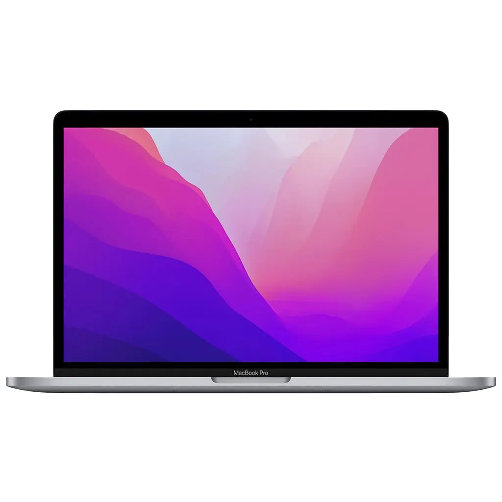 MacBook Pro screen displaying vibrant graphic design with purple hues, perfect for laptop repair updates.