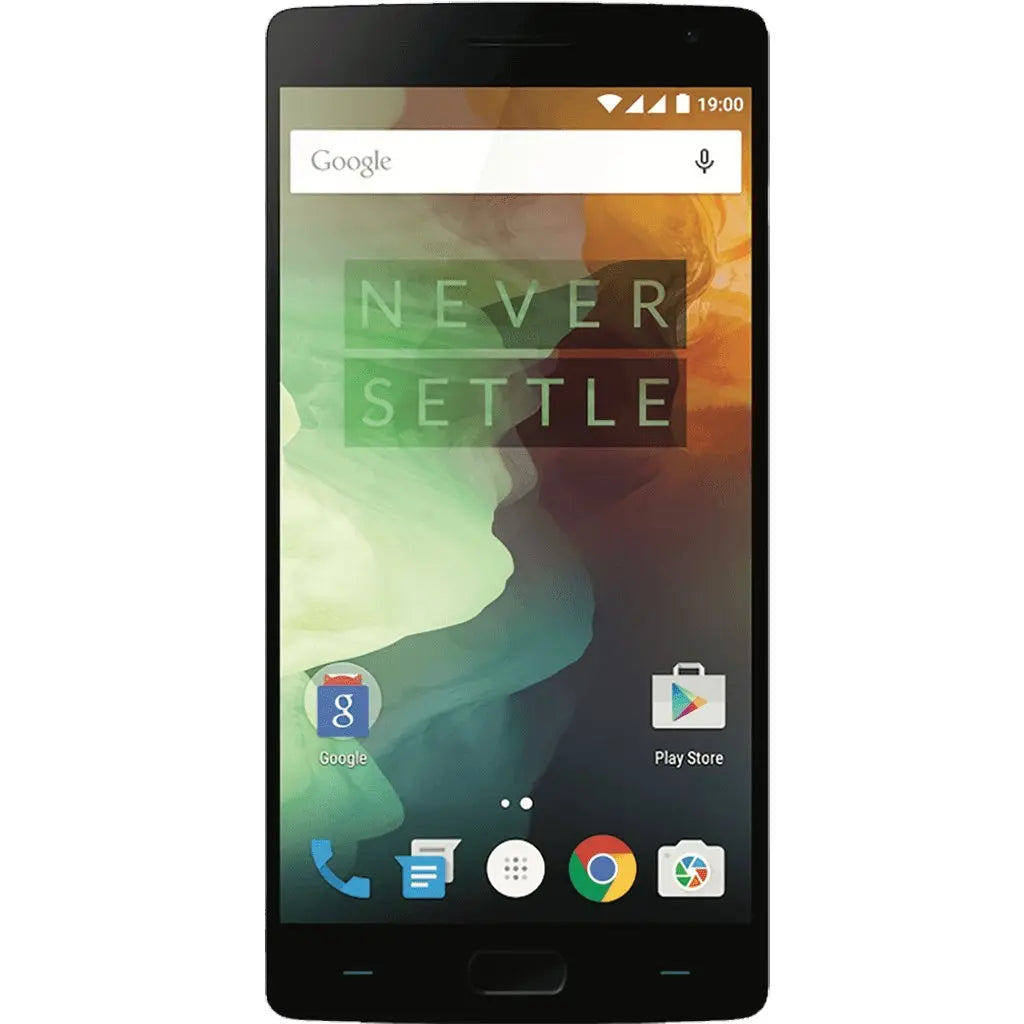 OnePlus 2 smartphone displayed with 'Never Settle' slogan, perfect for repairs in Dublin City Centre.