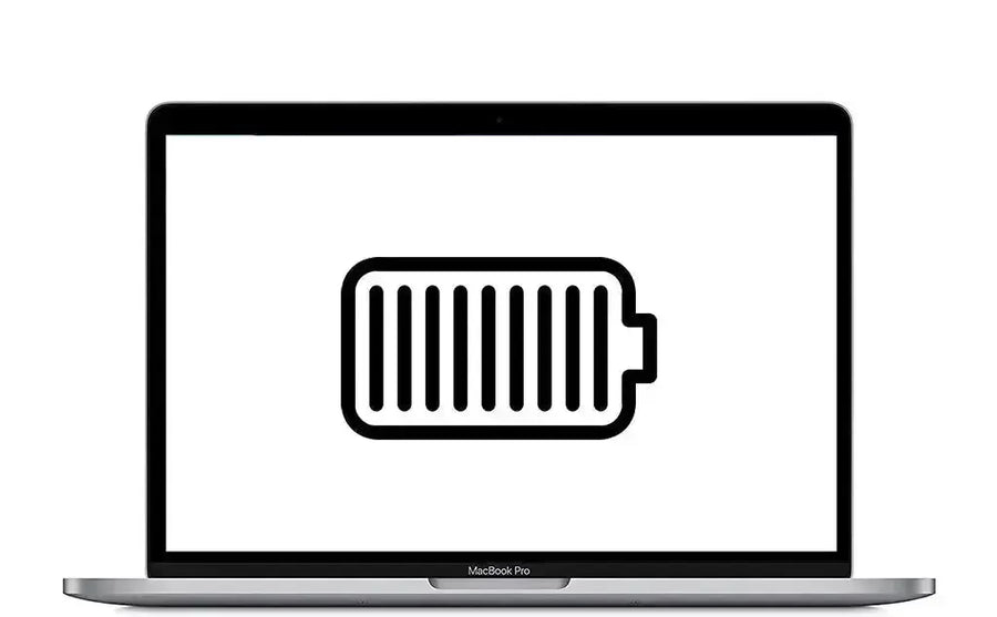 MacBook Pro 14'' battery icon indicating low charge, ideal for MacBook battery replacement services.